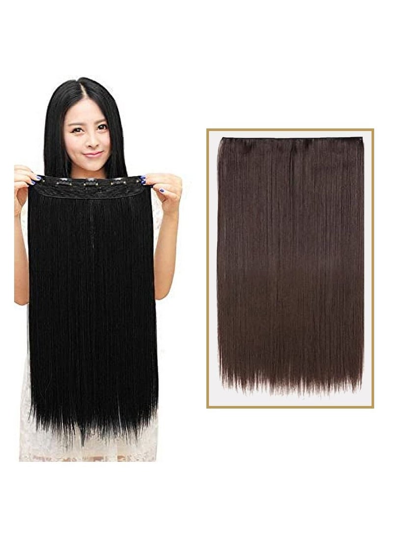 Estelle Eestelle full head one-piece long straight and Body Wave hair extension, with 5 clips, suitable for women and girls (#4B, Straight) - Image 1