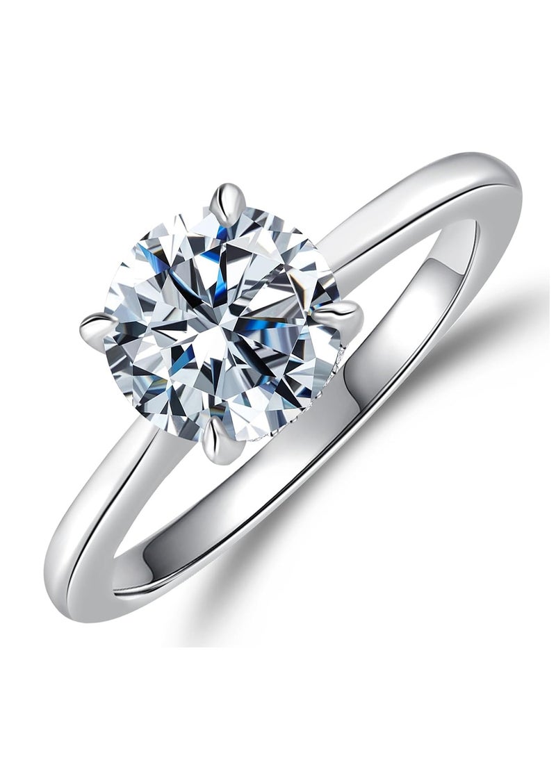 Julia Store 18K White Gold Plated Round Cut Trendy Luxury Eternal Love Solitaire - Image 1