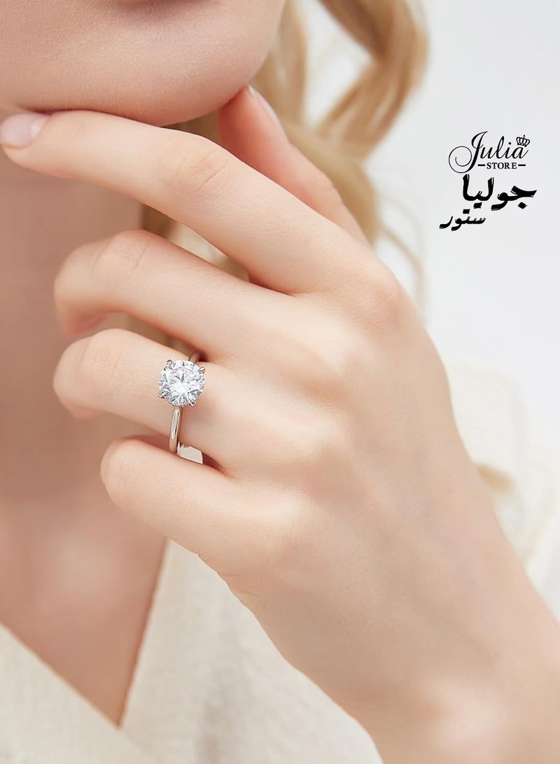Julia Store 18K White Gold Plated Round Cut Trendy Luxury Eternal Love Solitaire - Image 4
