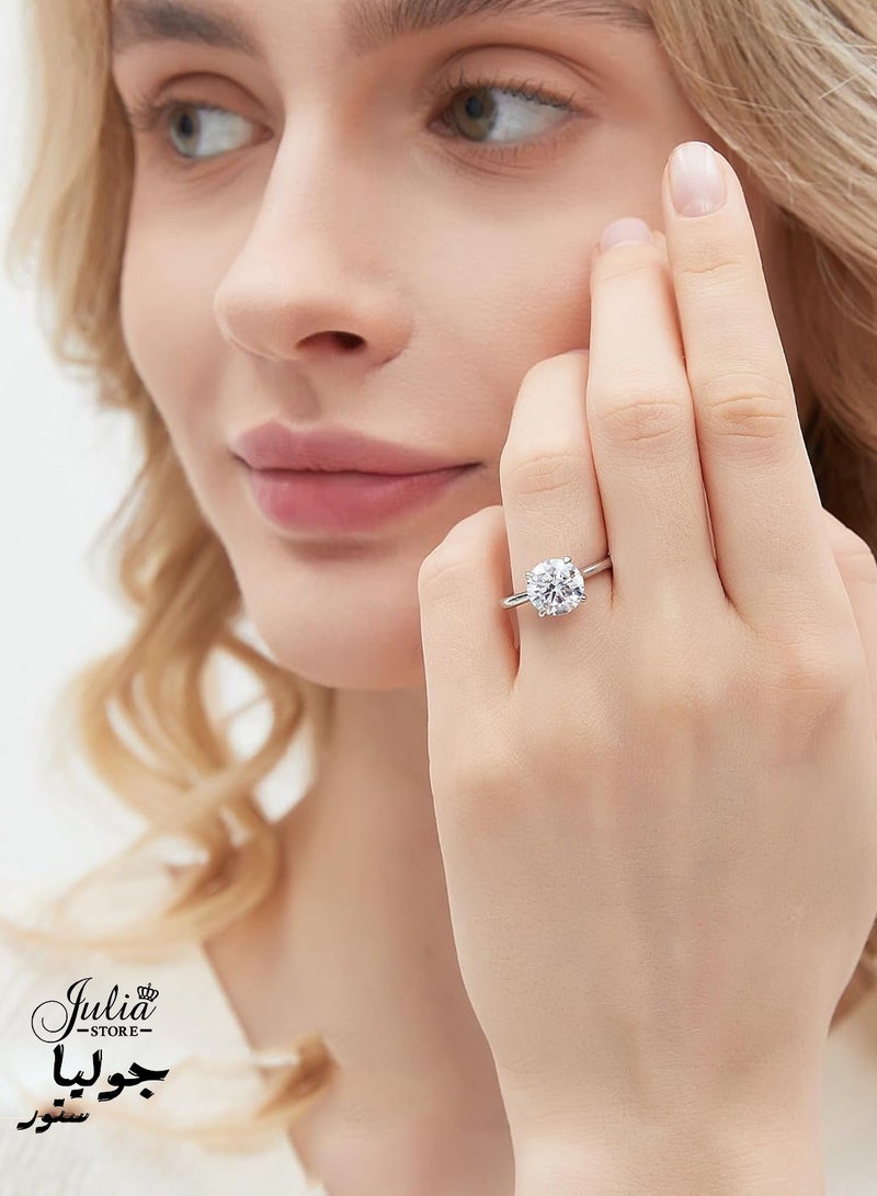 Julia Store 18K White Gold Plated Round Cut Trendy Luxury Eternal Love Solitaire - Image 5