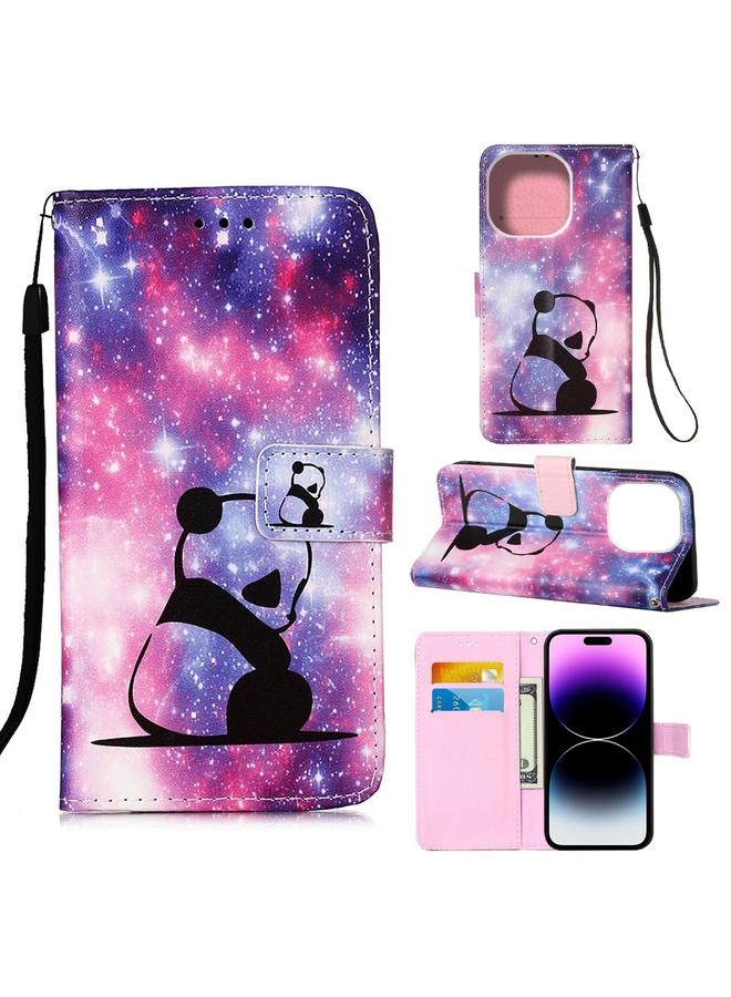 S-TOP Case For iPhone 14 Pro Max Painted Flat Texture Leather Case with Lanyard & Card Slot & Wallet & Holder - Image 1