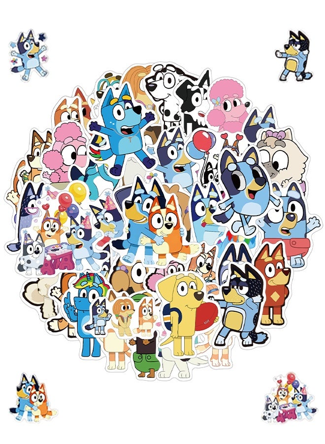 Bluey Children's Stickers Set of 50 Bluey Stickers, Personalized Stickers, Cute Waterproof Stickers for Suitcase,Vinyl Waterproof Decals Party Favors for Kids - Image 1