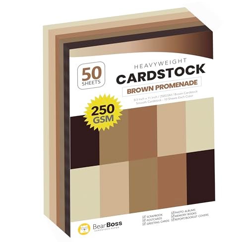 BearBoss Brown Cardstock Paper 8.5x11 50 Sheets, Heavyweight 92lb Cover for Crafts DIY Cards Making - Image 1