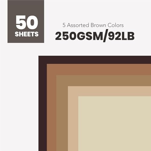 BearBoss Brown Cardstock Paper 8.5x11 50 Sheets, Heavyweight 92lb Cover for Crafts DIY Cards Making - Image 2