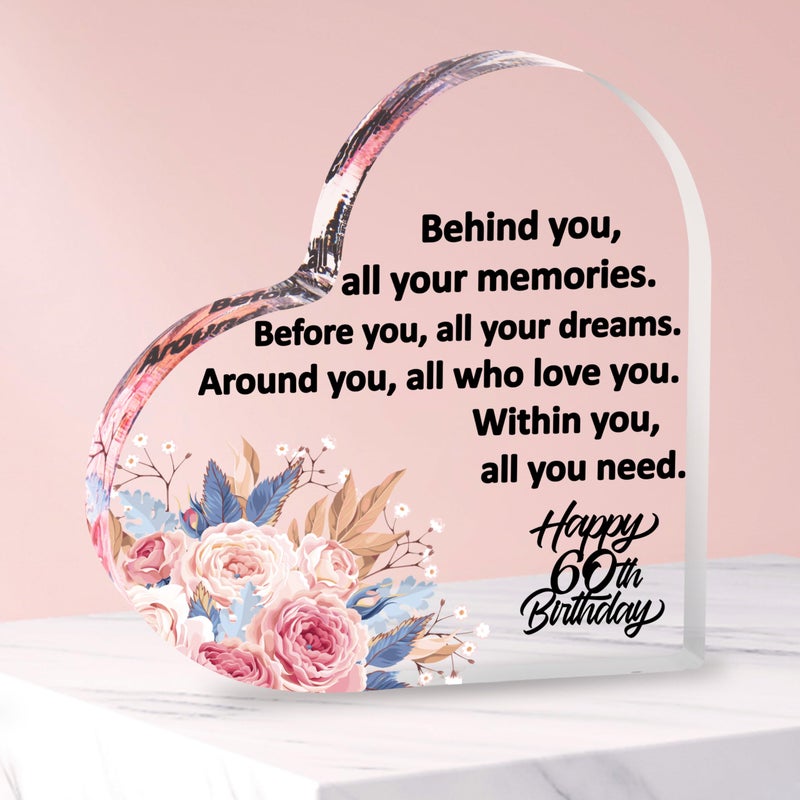 Merclix 60th Birthday Acrylic Plaque 60th Birthday Gifts for Women Keepsake Unusual 60th Birthday Gifts for Her Special 60th Birthday Gifts for Mum Friend 60th Birthday Ideas for Sister