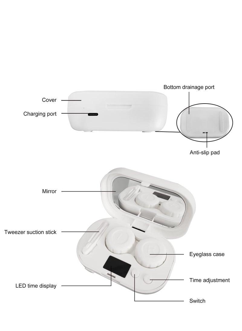 KASTWAVE - Contact Lens Cleaner Machine, Portable Ultrasonic Auto  Contact Lens Cleaner with USB Charger LED Display for Daily Care Fast Cleaning Soft and Hard Contact Lenses(White) - Image 1