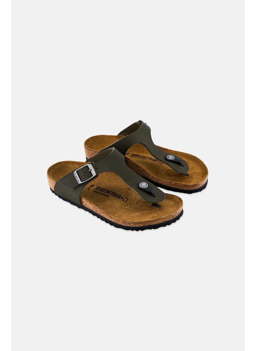 BIRKENSTOCK Kids Girl Slip On Cork Sandals, Dark Olive  - Image 1