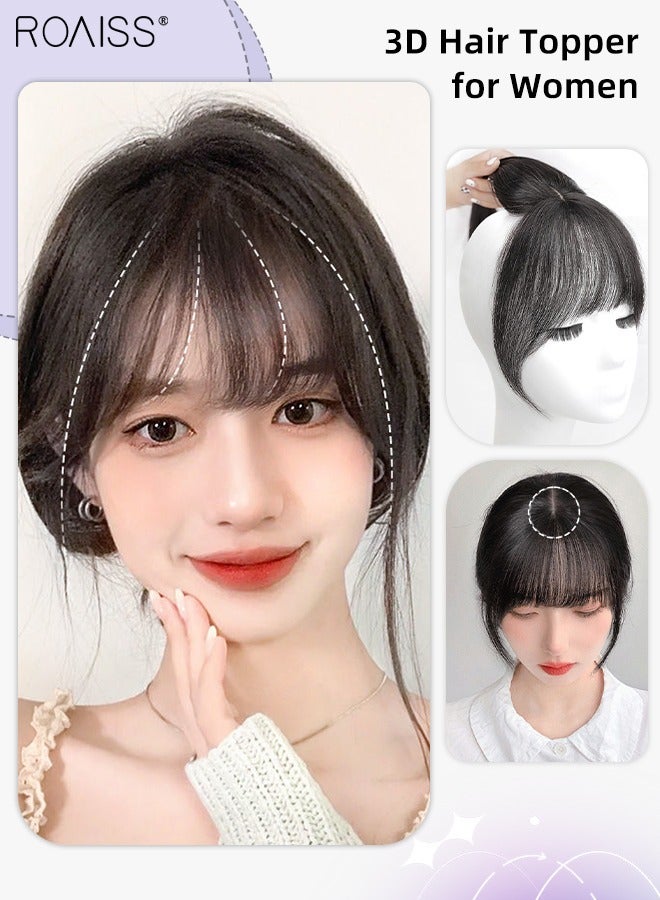 رويس أغطية شعر ثلاثية الأبعاد للنساء، غرة مع مشابك على الطراز الفرنسي، قطع الشعر للنساء اللواتي يعانين من تساقط الشعر وفقدان الشعر وتغطية الشعر الرمادي، باللون الأسود الطبيعي، 25 سم - Image 1