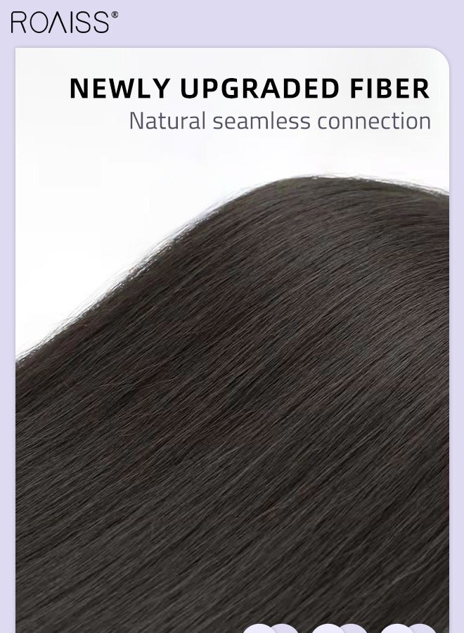 رويس أغطية شعر ثلاثية الأبعاد للنساء، غرة مع مشابك على الطراز الفرنسي، قطع الشعر للنساء اللواتي يعانين من تساقط الشعر وفقدان الشعر وتغطية الشعر الرمادي، باللون الأسود الطبيعي، 25 سم - Image 4