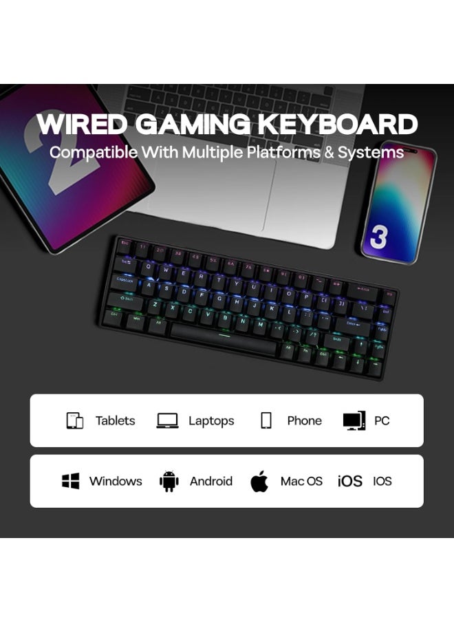 VTER - Fighting68 HE Magnetic Gaming Keyboard with Adjustable Actuation, 0.08mm RT Precision, Linear Aurora Magnetic Switch 8K Polling Rate, 68-Key Compact USB-C Wired Keyboard, Hot-Swappable, RGB Backlit (Black Contours) - Image 1