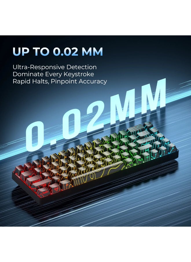 VTER - Fighting68 HE Magnetic Gaming Keyboard with Adjustable Actuation, 0.08mm RT Precision, Linear Aurora Magnetic Switch 8K Polling Rate, 68-Key Compact USB-C Wired Keyboard, Hot-Swappable, RGB Backlit (Black Contours) - Image 1