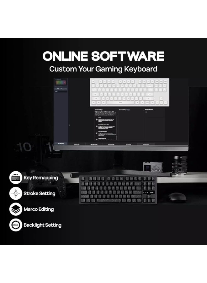 VTER ATO87 HE Magnetic Gaming Keyboard with Adjustable Actuation, Hall Effect Keyboard with 0.125ms Latency, 8K Polling Rate, 87-Key, Hot-Swappable, RGB, Customizable Keys - Image 2