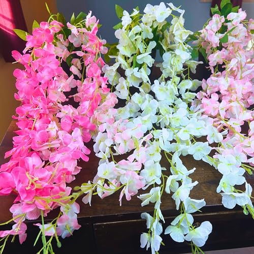 Tdas Artificial Flowers Plants with Pot Leaves Hanging Ivy Garlands Plant Greenery Vine Creeper Home Decor Door Wall Balcony Decoration Party Temple Festival Craft -1 Pcs (Light Pink) - Image 5