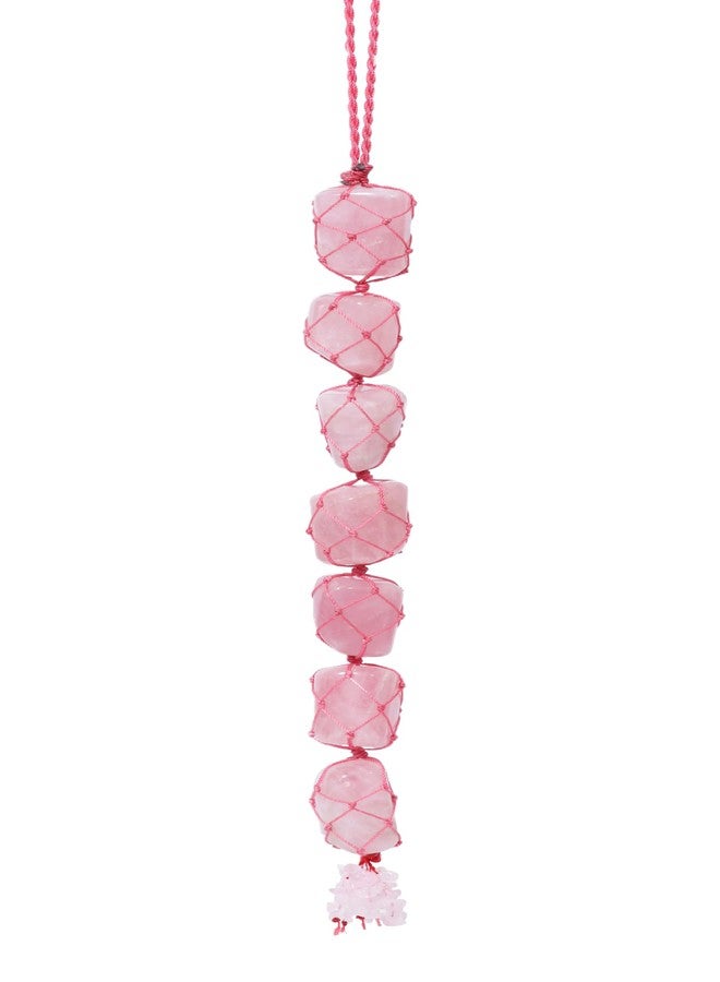 ZAICUS Natural Healing Crystals Rose Quartz Tumble Stones for Car and Door Hanging Items Reiki and Stone Tassel Wall Hanger Spiritual Hanging Ornament Window Decoration Feng Shui Good Luck Gift | 10” - Image 1