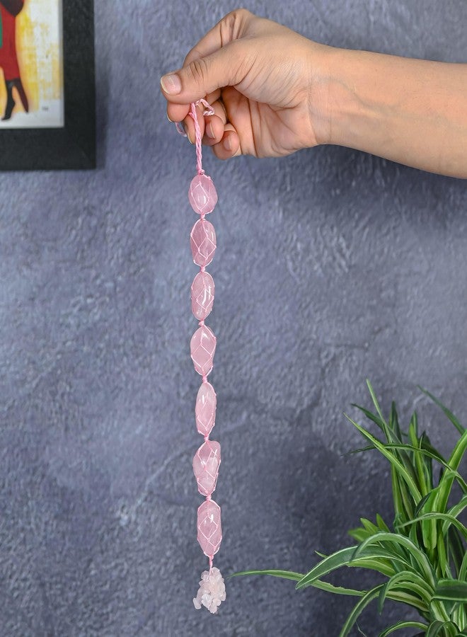 ZAICUS Natural Healing Crystals Rose Quartz Tumble Stones for Car and Door Hanging Items Reiki and Stone Tassel Wall Hanger Spiritual Hanging Ornament Window Decoration Feng Shui Good Luck Gift | 10” - Image 4