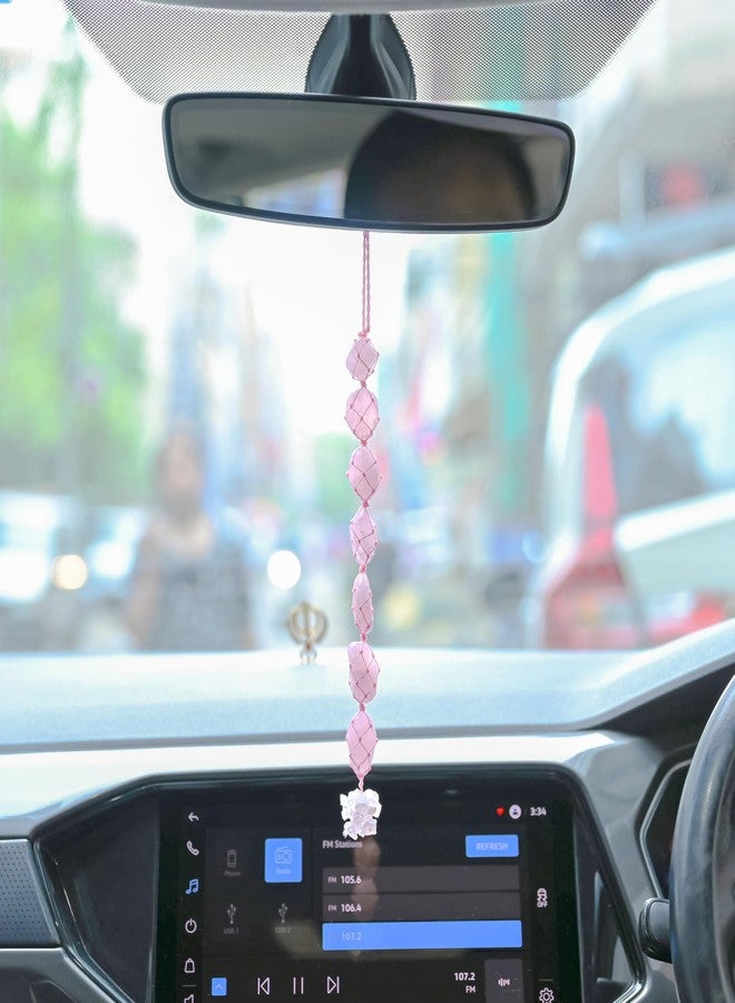 ZAICUS Natural Healing Crystals Rose Quartz Tumble Stones for Car and Door Hanging Items Reiki and Stone Tassel Wall Hanger Spiritual Hanging Ornament Window Decoration Feng Shui Good Luck Gift | 10” - Image 2