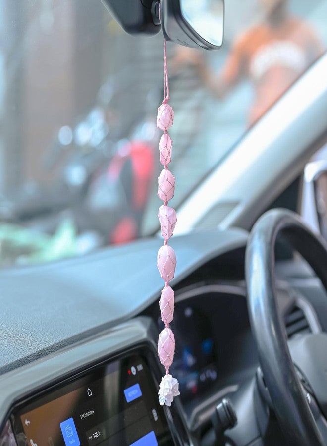 ZAICUS Natural Healing Crystals Rose Quartz Tumble Stones for Car and Door Hanging Items Reiki and Stone Tassel Wall Hanger Spiritual Hanging Ornament Window Decoration Feng Shui Good Luck Gift | 10” - Image 3