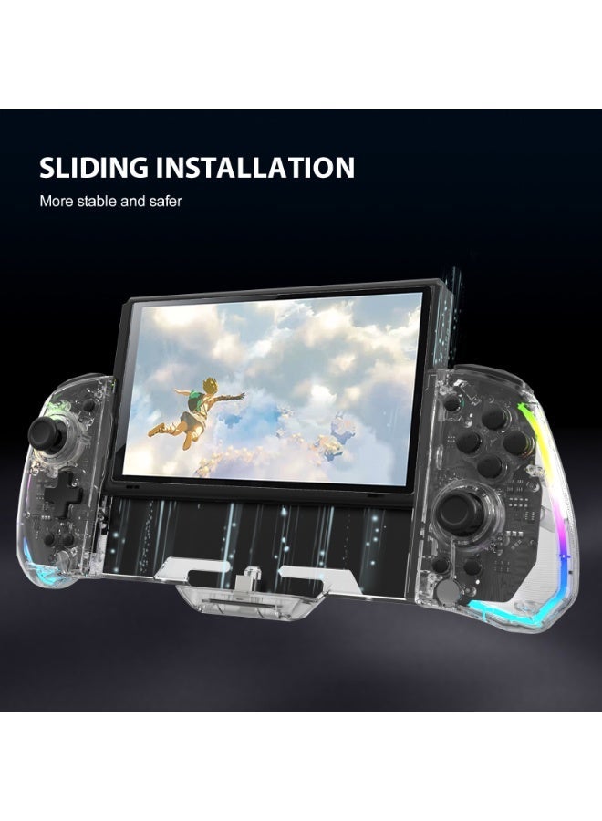 LinYuvo Classic Transparent Gamepad LinYuvo KS45 Game Controller Compatible for Switch, Switch OLED with Color RGB Light, Plug and Play, Hall Joystick, Six-Axis Gyroscope, Marco Programming, Rapid Fire, Adjustable Dual Vibration, Turbo Function, Split-Body Design - Image 3