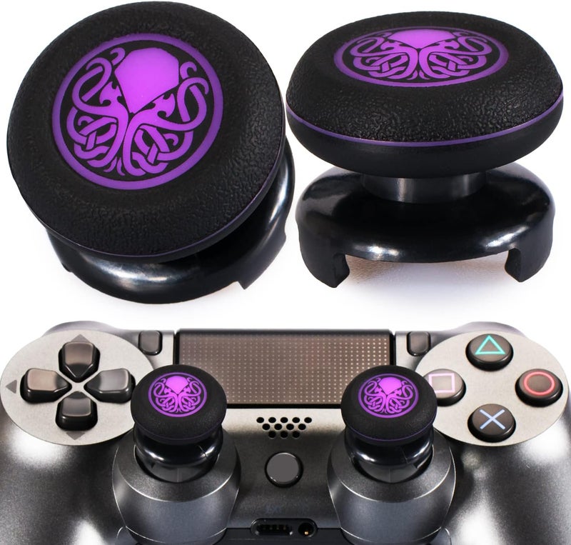 PlayRealm FPS Thumbstick Extender & Printing Rubber Silicone Grip Cover 2 Sets for PS5 Dualsenese & PS4 Controller (Cthulhu Secret) - Image 1