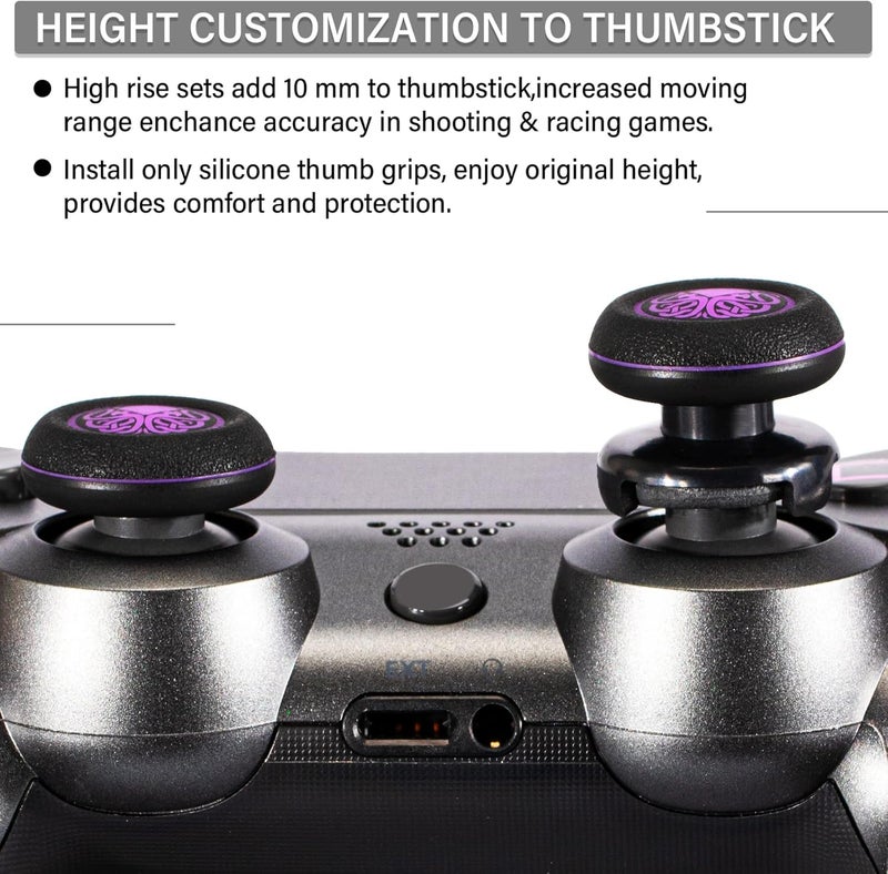 PlayRealm FPS Thumbstick Extender & Printing Rubber Silicone Grip Cover 2 Sets for PS5 Dualsenese & PS4 Controller (Cthulhu Secret) - Image 4