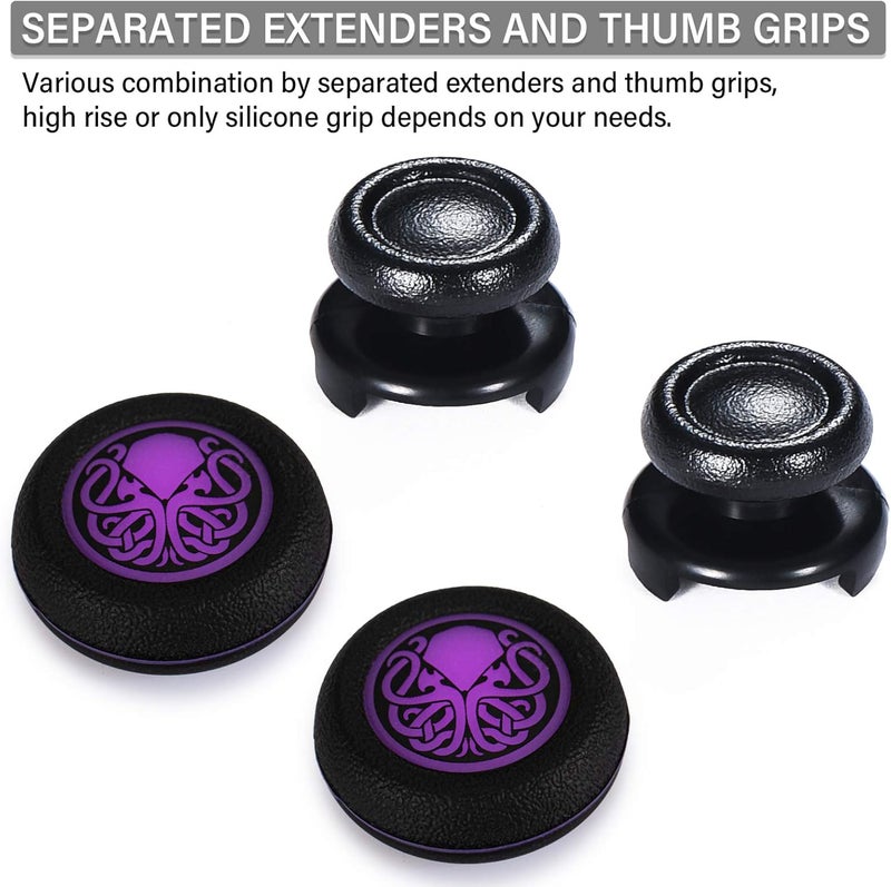 PlayRealm FPS Thumbstick Extender & Printing Rubber Silicone Grip Cover 2 Sets for PS5 Dualsenese & PS4 Controller (Cthulhu Secret) - Image 3