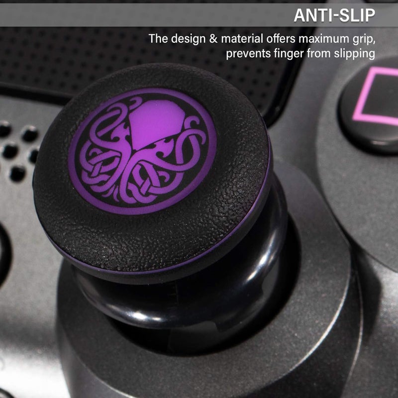 PlayRealm FPS Thumbstick Extender & Printing Rubber Silicone Grip Cover 2 Sets for PS5 Dualsenese & PS4 Controller (Cthulhu Secret) - Image 5