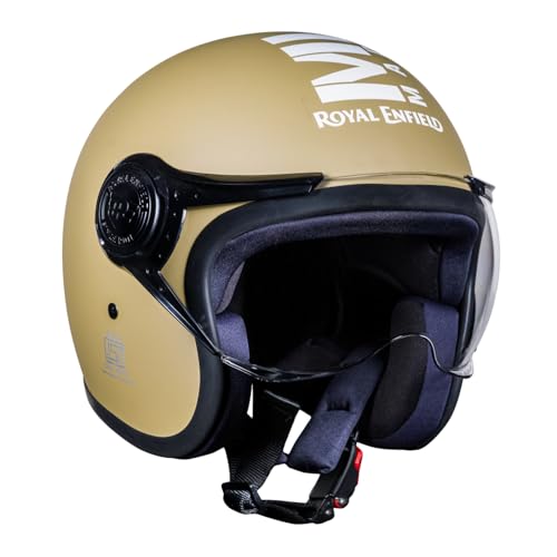 Royal Enfield Open Face MLG Riding Helmet with Clear Visor Matt Desert Storm, Size: M( 57-58Cm) Impact Protection, Excellent Scratch Resistance, Anti-Microbial Fabric - Image 1