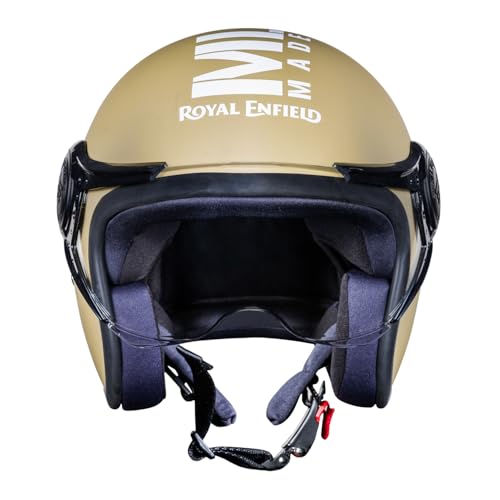 Royal Enfield Open Face MLG Riding Helmet with Clear Visor Matt Desert Storm, Size: M( 57-58Cm) Impact Protection, Excellent Scratch Resistance, Anti-Microbial Fabric - Image 3