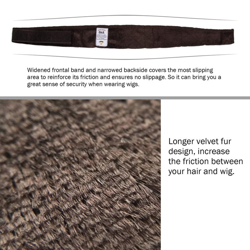 gexworldwide GEX Wig Grip Band Adjustable Velvet Non-Slip Breathable Head Band to Keep Wig Secured and Prevent Headaches (Brown) - Image 5