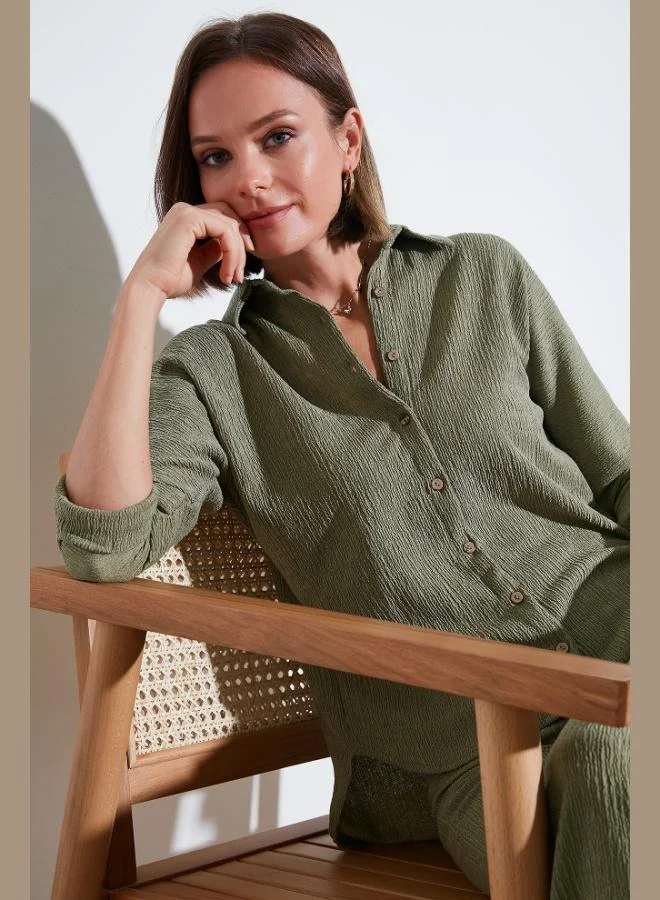 ليلا قميص نسائي ليلا بقصة عادية مطاطي بنقوش