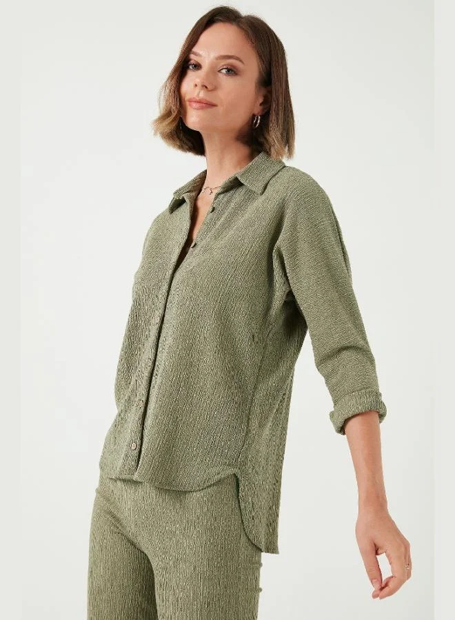 ليلا قميص نسائي ليلا بقصة عادية مطاطي بنقوش