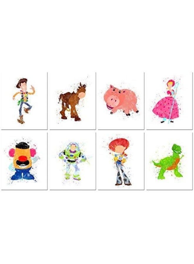 BigWig Prints Toy Story Watercolor - Set of 8 (8 inches x 10 inches) Photos - Kids Wall Art Decor