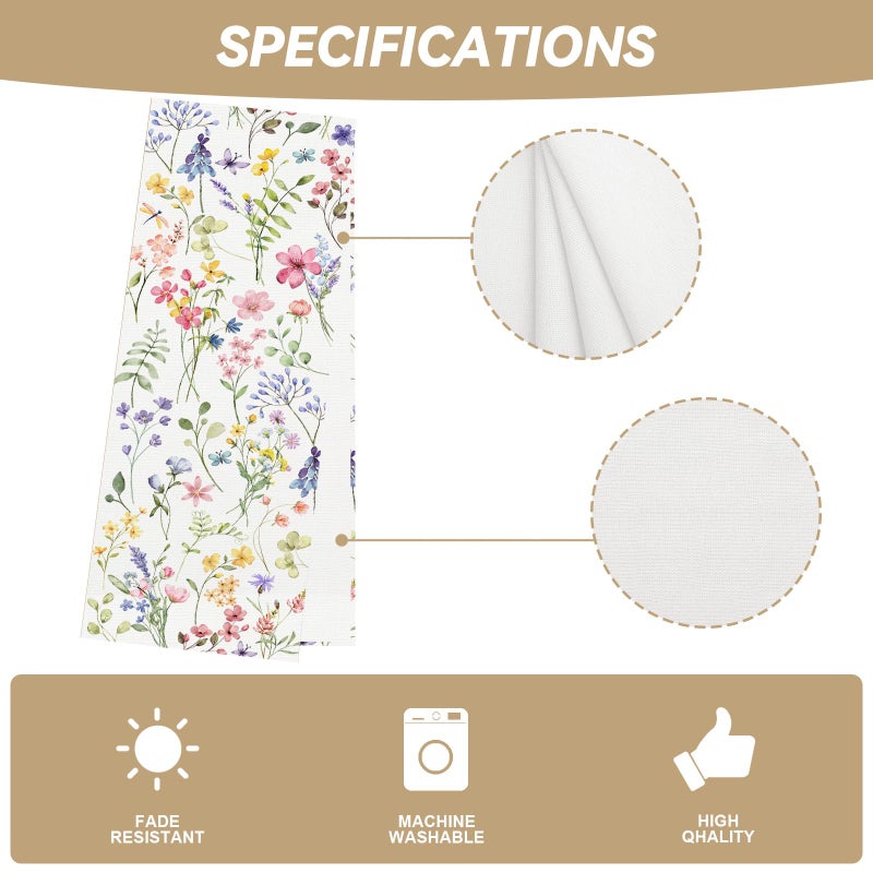 Jiudungs Watercolor Flowers Spring Table Runner Spring Summer Easter Flower Floral Home Kitchen Dining Room Table Decorations 13x72 Inch - Image 5