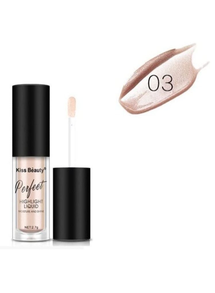 Kiss Beauty 3 Colors Face Highlighter Liquid Set Natural and Long Lasting Delicate Colors Lightweight Contour Cheeks Perfect Face Cosmetic Makeup for All Skin Types  - Image 5