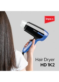 Impex Hair Dryer Foldable Handle And Travel-Friendly Hair Dryer, Speed Setting With Cool Shot Function,800-1000W, Lightweight Ergonomic Design-2 Year Warranty,HD 1K2  - Image 2
