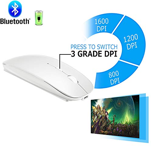 KLO 4 Modes Rechargeable Bluetooth Mouse BT3.0/5.2+USB-2.4G/Type-C,Wireless Mouse for MacBook pro/MacBook air/Laptop/iMac/ipad/Notebook/pc (BT/USB-C White) - Image 2