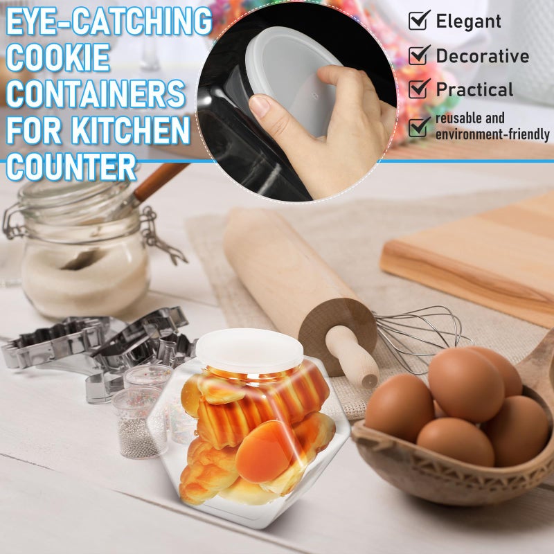 Uiifan 1 Piece Plastic Candy Jar with Lid Clear Fish Bowls Cookie Jar Hexagonal Containers for Snacks, Dog Food, Desk Pet, Craft and Sewing Supplies, Coffee Pod, Laundry Pod Storage Display(29 oz) - Image 5