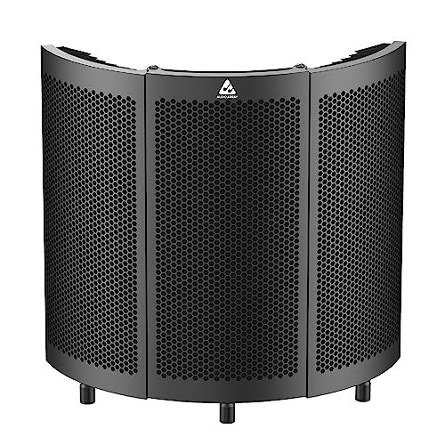 Audio Array AA-02 3-Panel Curved Isolation Shield with Insulation, Absorption & Reflection Filter | 3/8" and 5/8" Universal Mic Mount for Recording Studio, Podcasts, Singing & Broadcasting - Image 1
