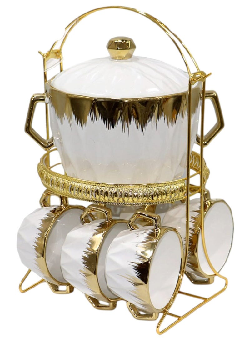 ALSAHAH Modern Elegant Luxury Ceramic Soup Set 7 Pieces