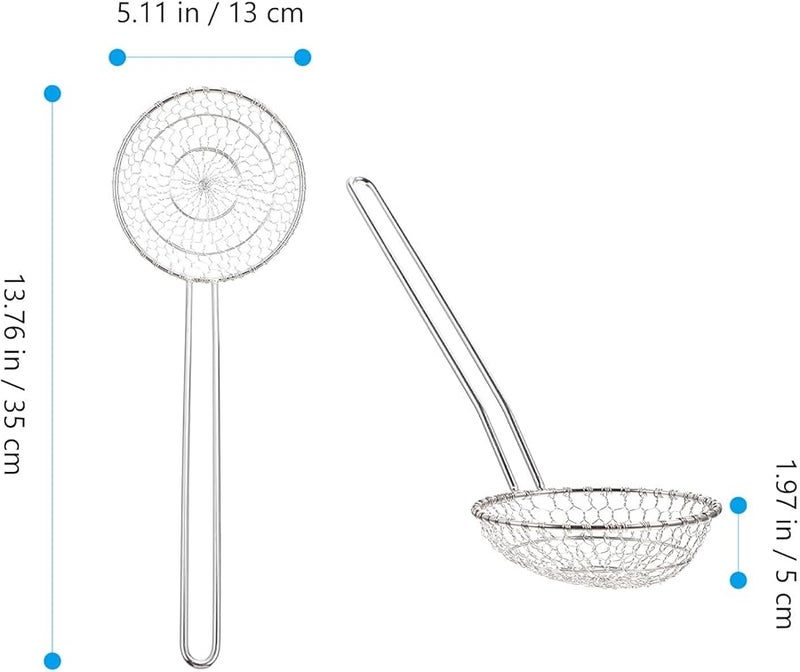 Stainless Steel Skimmer Spoon with Filter Screen Heat Resistant Handle for Frying Cooking - Image 5