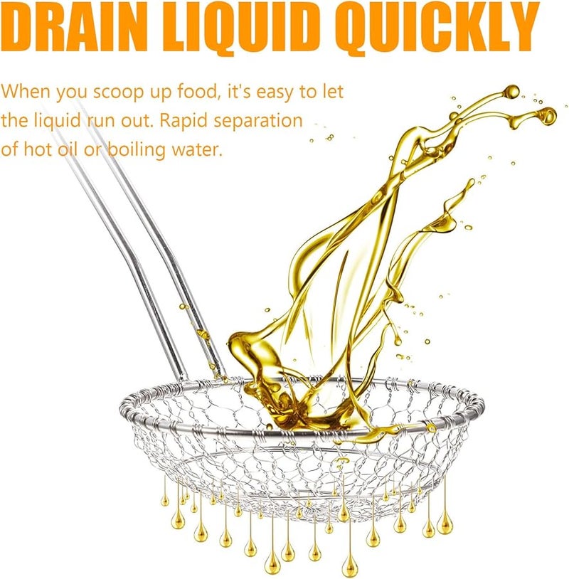 Stainless Steel Skimmer Spoon with Filter Screen Heat Resistant Handle for Frying Cooking - Image 3