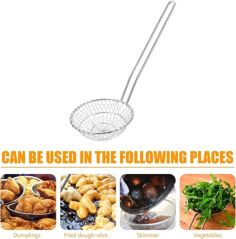 Stainless Steel Skimmer Spoon with Filter Screen Heat Resistant Handle for Frying Cooking - Image 4