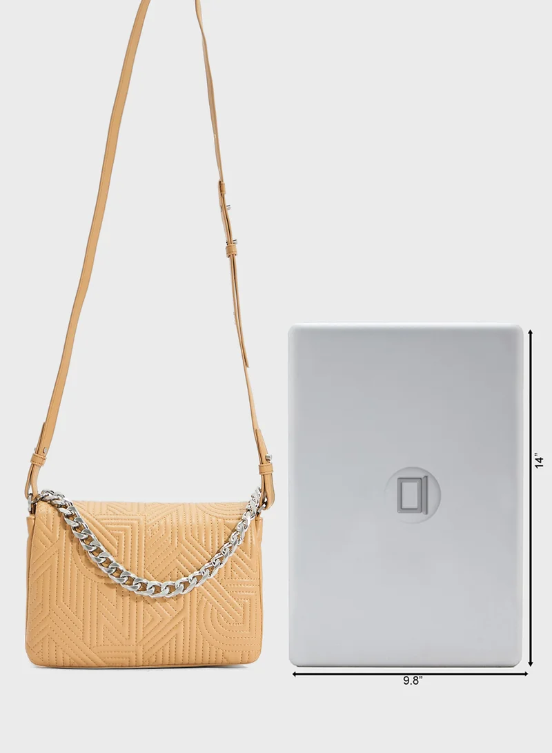 DKNY Desiree Flap Over Chain Detailed Crossbody