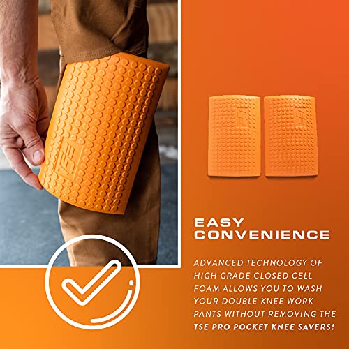 TSE Safety TSE-PPKS TSE-PRO Heavy Duty Padding Pocket Knee Savers with Extra Thick Foam Cushion, Soft Inner Liner, Adjustable One Size, Hi-Viz Orange - Image 2