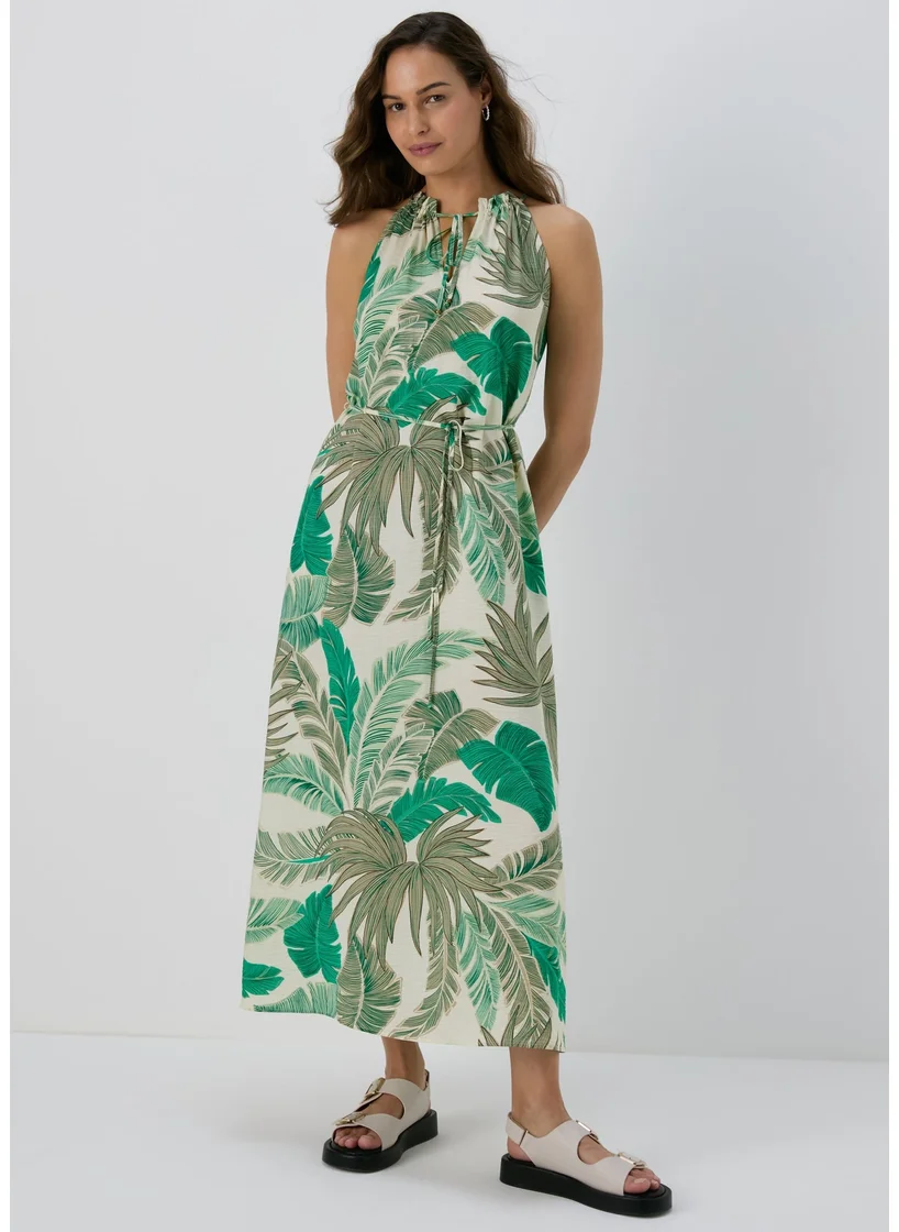 Matalan Et Vous Green Airflow Palm Maxi Sundress