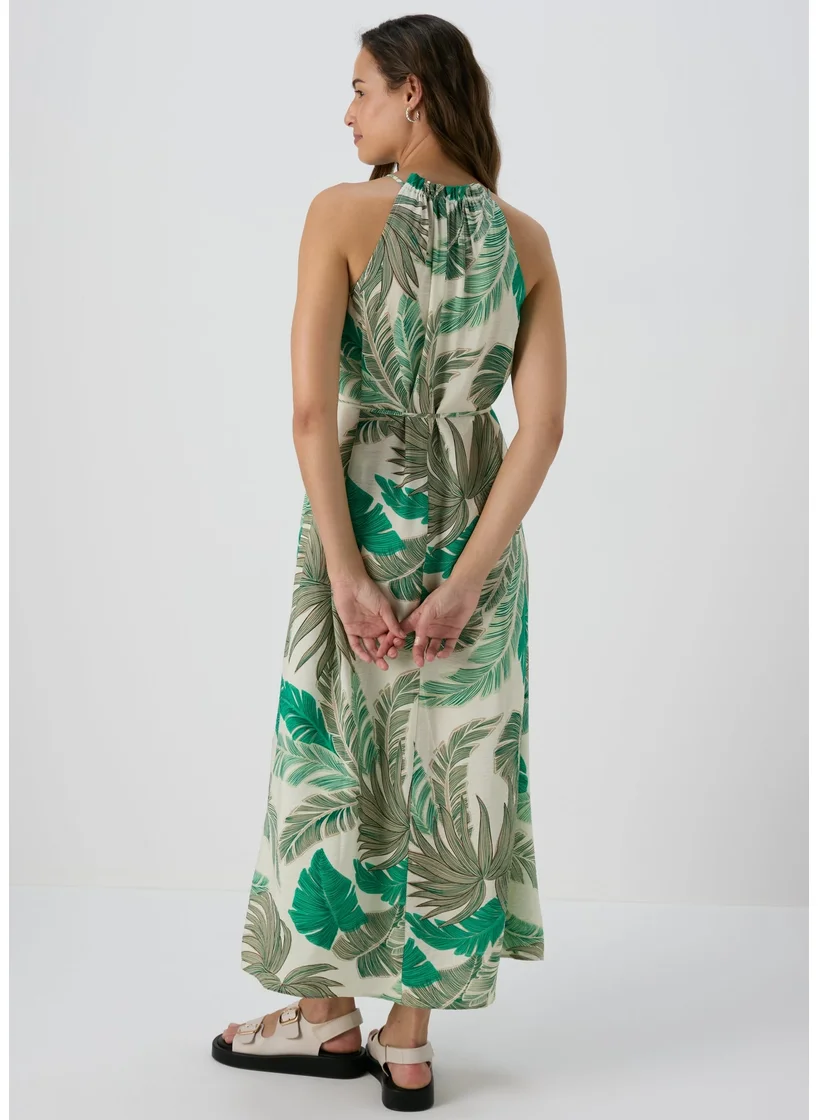 Matalan Et Vous Green Airflow Palm Maxi Sundress