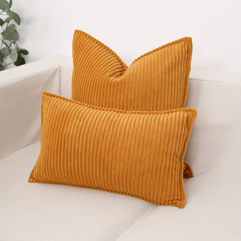2 Pack Oil Blue Velvet Throw Pillow Covers 12x20 Inch Striped Decorative Cushion Cases for Living Room Couch Sofa Bedroom Soft Polyester Fabric with Zip Closure Machine Washable - Image 5