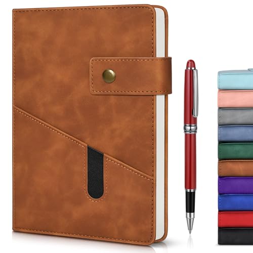 vfaejll Brown A5 Lined Leather Journal Notebook for Men Women,5.9" X 8.4" Personalized Hardcover Journal with Pen,200 Pages 100 Gsm Thick Ruled Paper Daily Diary for Travel,Business,Work,Writing - Image 1