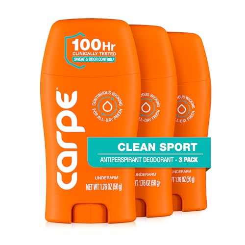 Carpe Underarm Deodorant Antiperspirant Extra Strength Mens Antiperspirant with 100 Hour Sweat Control Deodorant for Men Helps Eliminate Odor Clean Sport Scent 3 Pack - Image 1