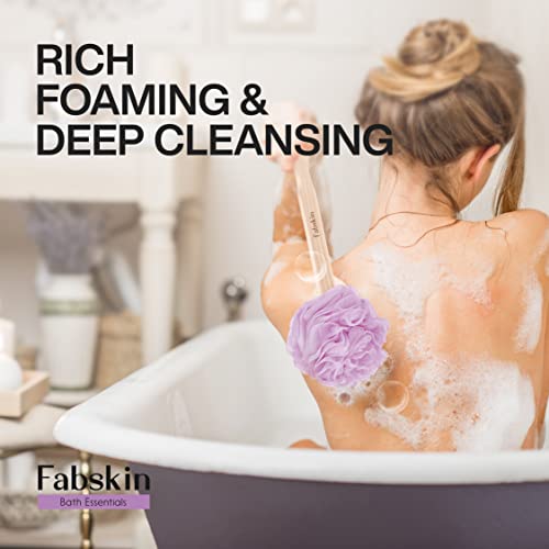 FABSKIN Luxury Back Bathing Loofah With Wooden Handle for Men and Women | Pack of 1 | Loofah For Back Bathing with handle | Back Bathing Loofah Brush | Back Scrubber for Bathing (Purple) - Image 4